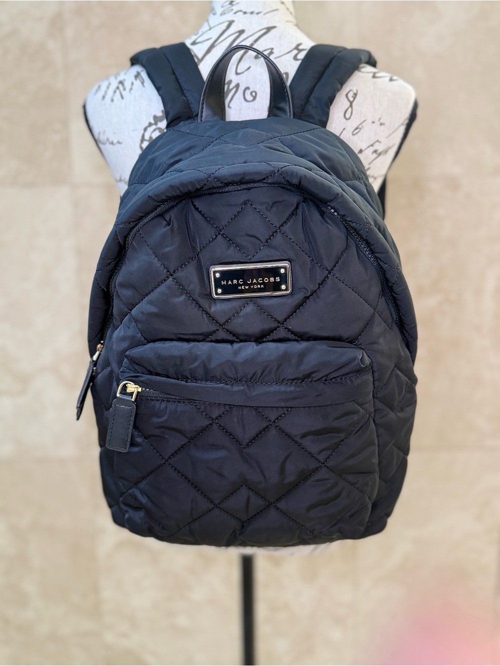 Marc Jacobs Black Quilted Nylon Mini Backpack Gold Hardware NWOT
